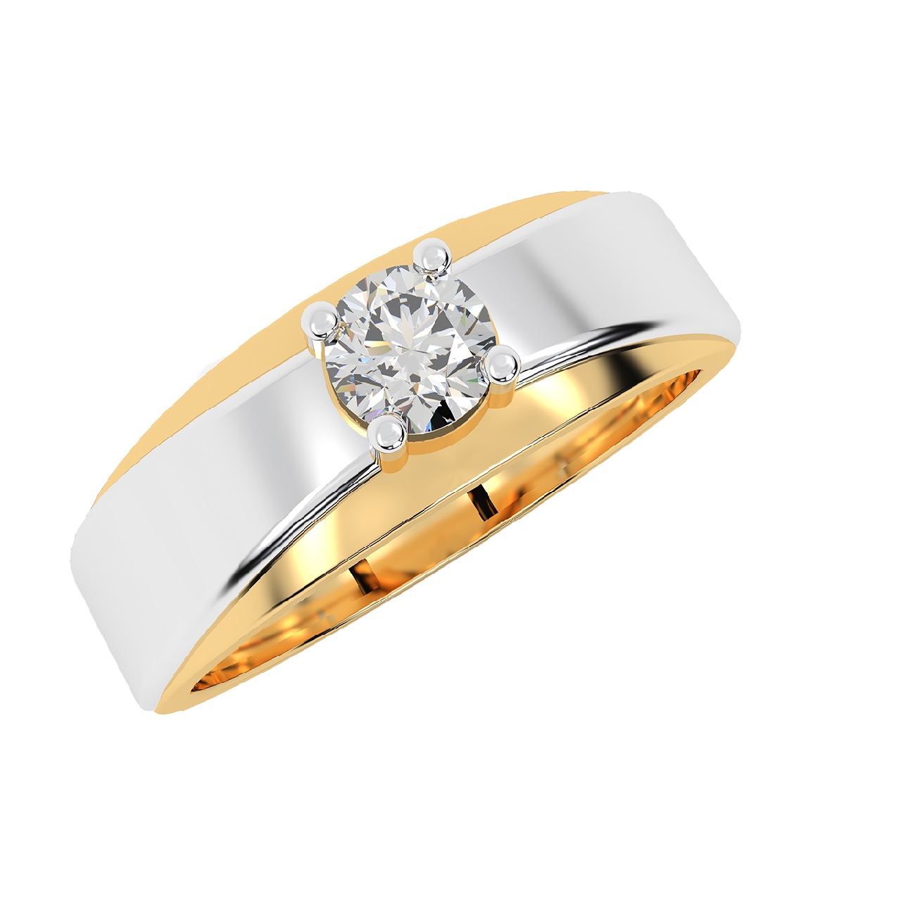Duo Tone Diamond Engagement Ring For Him